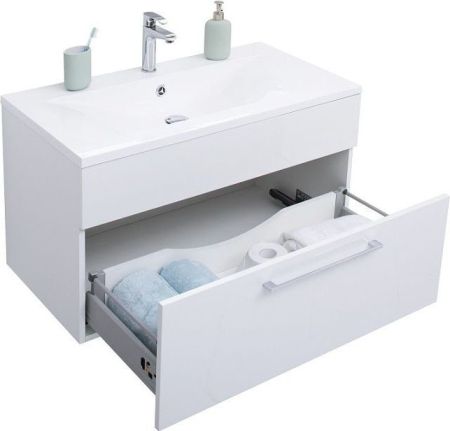 Тумба с раковиной De Aqua Кубика 90 белый, артикул 00212686