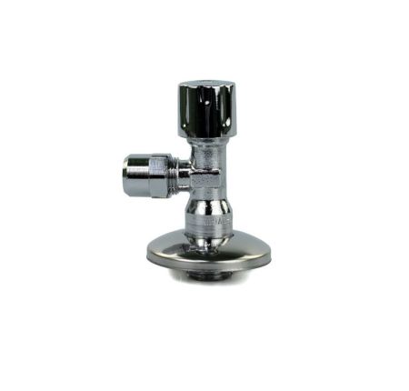 Schlosser, угловой вентиль с компрессионной гайкой, подключение 1/2"х3/8", цвет хром, артикул 7105-1550-001