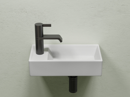 Умывальник подвесной прямоугольный (чаша справа, отверстие под смеситель слева) цвет белый матовый Элемент (Element) 407x217x100, артикул CN6051RMW