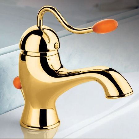 Nicolazzi Signal Смеситель для раковины на 1 отверстие, однорычажный с автоматическим сливом, цвет: золото, артикул 3402GO20