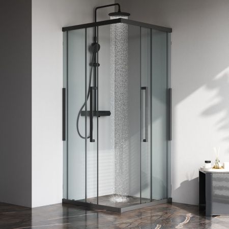 W84G-403-9090-BТ Душевое ограждение Func Square Slide 90х90, черный, прозрачное