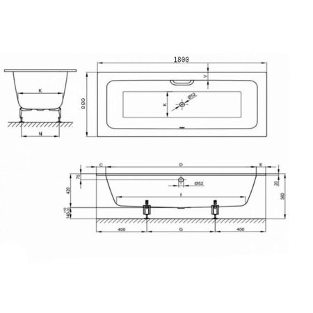Опора для ванны, Bette, универсальная, комплект-2 штуки, артикул B23-1500