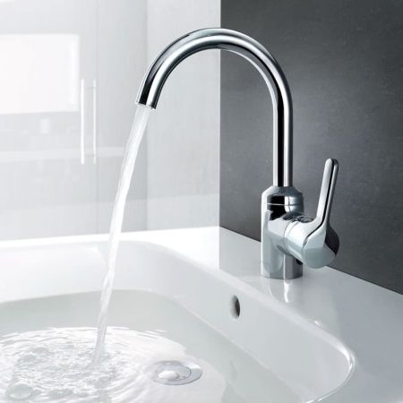 Смеситель для раковины, Kludi, BINGO STAR, тип открывания воды-однорычажный, тип регулирования воды-керамический картридж, монтаж-на раковину/столешницу, отверстия для монтажа-1, высота, мм-270, вынос излива, мм-161, тип излива-поворотный 360°, донный кла, артикул 420230578