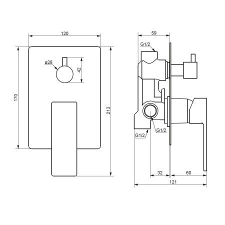 537100000 Gala встраиваемый смеситель для ванны - душа, хром, артикул 537100000