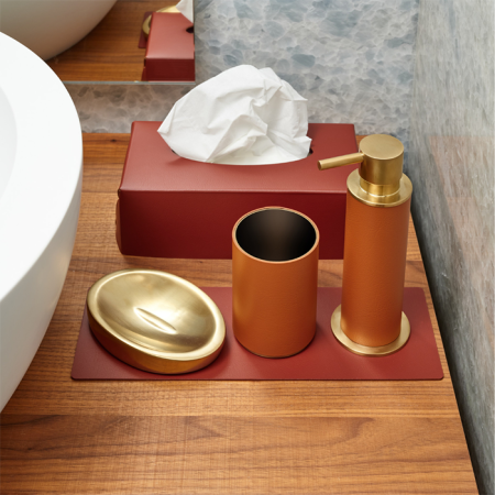 ADJ Стакан для зубных щеток, D7xH10 см., цвет: коньяк/матовое золото, артикул 4941.09/30