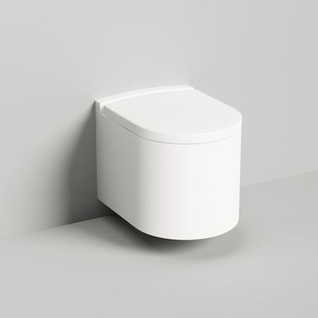 Унитаз, Salini, Gemelli, безободковый (с открытым смывным краем), тип установки-подвесной, ширина, мм-410, глубина, мм-530, высота, мм-420, материал-S-Stone/внутренняя керамическая основа, сиденье-в комплекте, с микролифтом, без креплений, цвет-белый мато, артикул 240121KM