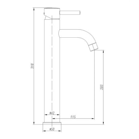Смеситель ABBER Wasser Kreis AF8111B для накладной раковины, черный матовый