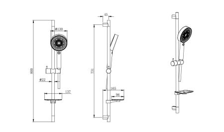 Душевой гарнитур 3jet 73см AQUATEK AQ2031CR, артикул AQ2031CR
