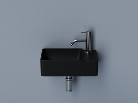 Умывальник подвесной прямоугольный (чаша слева, отверстие под смеситель справа) цвет черный матовый Элемент (Element) 395x220x125мм, артикул CN5045MB