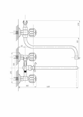 Смеситель для ванны с душем FAUZT FZs-317-21 тип См-ВУДРНШлА, артикул FZs-317-21