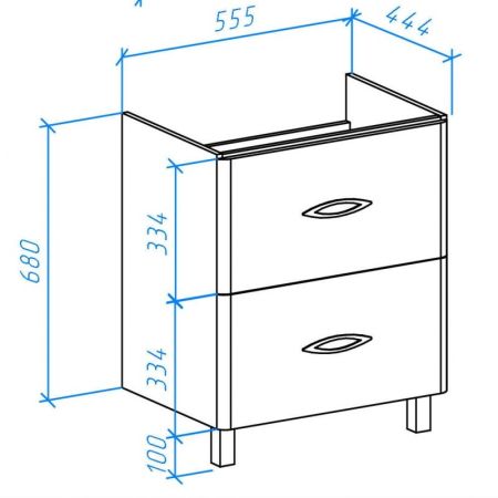 Тумба под раковину Bellezza Джела 60 4639809110014 2 ящика Белая, артикул 4639809110014