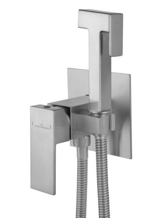 Смеситель с гигиеническим душем встраиваемый WONZON & WOGHAND CUBE, Брашированный никель (WW-88829016-BN), артикул WW-88829016-BN