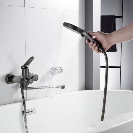 Смеситель для ванны Shevanik S4322T, оружейная сталь