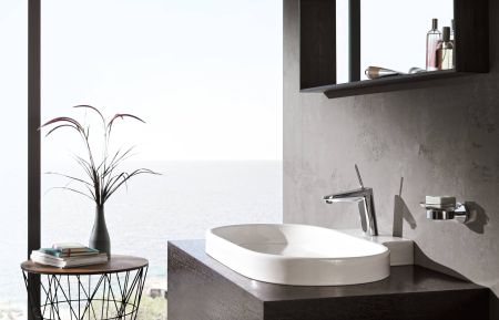 Смеситель для раковины GROHE Eurodisc Joy с донным клапаном, средний излив, хром (23427000), артикул 23427000