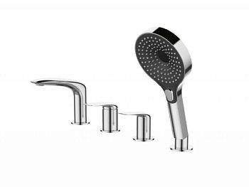 METAURO-BVD4-GM Смеситель на борт ванны однорычажный с ручным, выдвижным душем, оружейная сталь