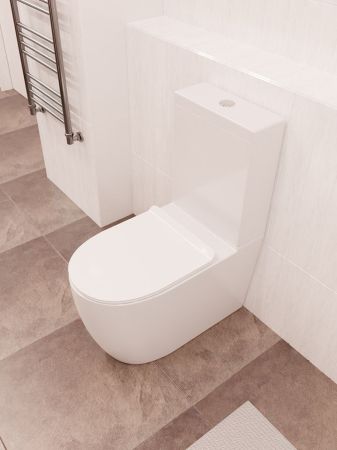 AQM1002 Унитаз напольный Rimless c сиденьем SoftClose,  горизонтальный выпуск. 660x360x435мм, артикул AQM1002