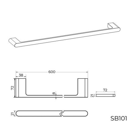 Полотенцедержатель Knotlor SB101GM, оружейная сталь, артикул SB101GM