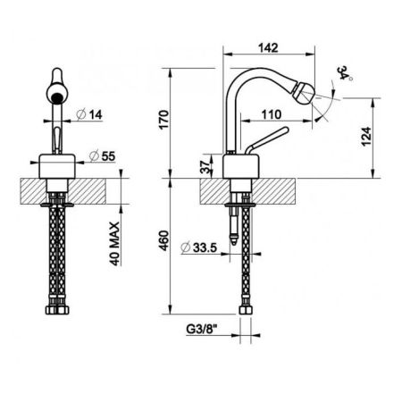 Gessi Goccia Смеситель для биде на 1 отверстие, цвет: черный, артикул 33607#299