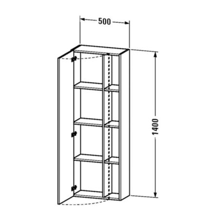 DURAVIT DURASTYLE Шкаф 500х240х1400 мм., подвесной, правый, 1 дверь, 3 полки, цвет белый матовый, артикул DS1238L1818