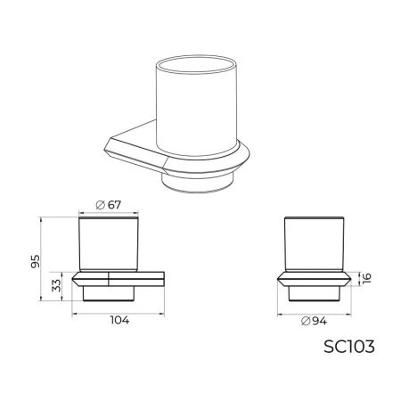 Стакан для ванной комнаты Knotlor SC103C, хром, артикул SC103C