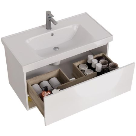 Тумба с раковиной подвесная Dreja Perfecto 90 см, белый, артикул 99-0808-com