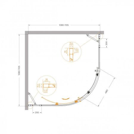 MOLVENO-R-11-90+20-C-BORO-IV Душевой уголок, артикул MOLVENO-R-11-90+20-C-BORO-IV
