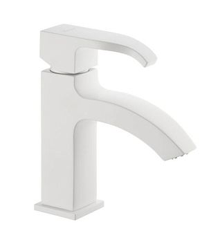 Emmevi Niagara, однорычажный смеситель для раковины с донным клапаном, цвет белый матовый