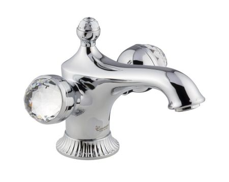 Emmevi The One Leda, смеситель для раковины. Металлические ручки + большие прозрачные кристаллы, цвет хром