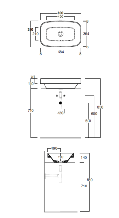 Simas Baden Baden Раковина накладная 60х38 см, без отв. для смесителя, цвет белый, артикул BB11bi*0