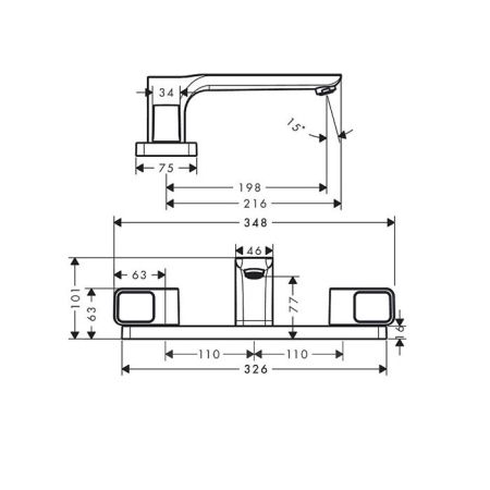AX Urquiola Смеситель на край ванны , цвет сталь, артикул 11436800