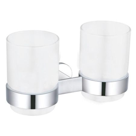 Стакан для ванной комнаты двойной Rav Slezak YUKON YUA0202CB, хром/белый, артикул YUA0202CB