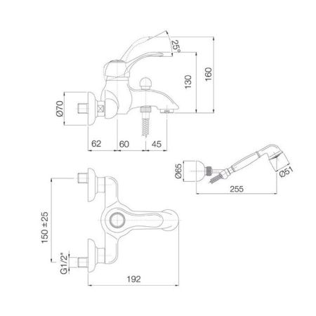 FIMA|Carlo Frattini Lamp Смеситель для ванны внешнего монтажа, с душевым комплектом, цвет хром, артикул F3304CR