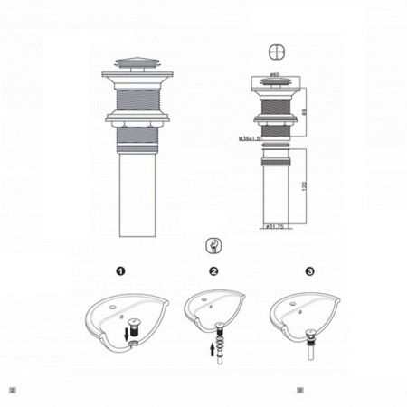 Донный клапан Bravat P6443BW-ENG, черный, артикул P6443BW-ENG