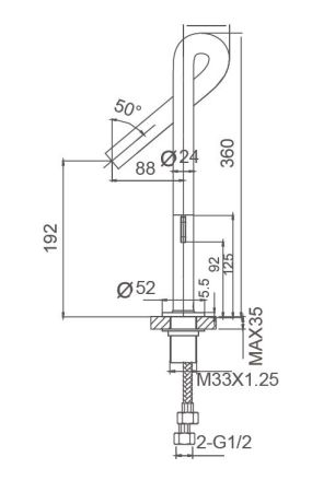 Смеситель для раковины WONZON & WOGHAND LOOP, Черный матовый (WW-112-00-508)