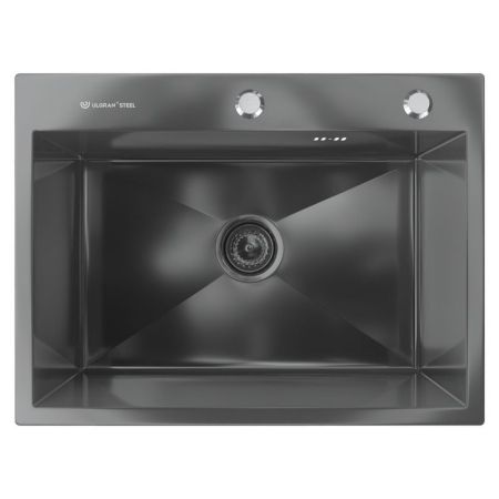 Кухонная мойка Ulgran Steel 600x450, черная брашированная сталь, артикул US 600-002