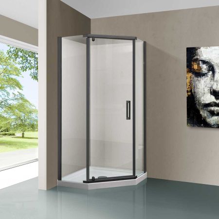Душевые уголки Vincea Душевой уголок Stresa VSP-1S900CLGM, 900*900, вороненая сталь, стекло прозрачное ,, артикул VSP-1S900CLGM