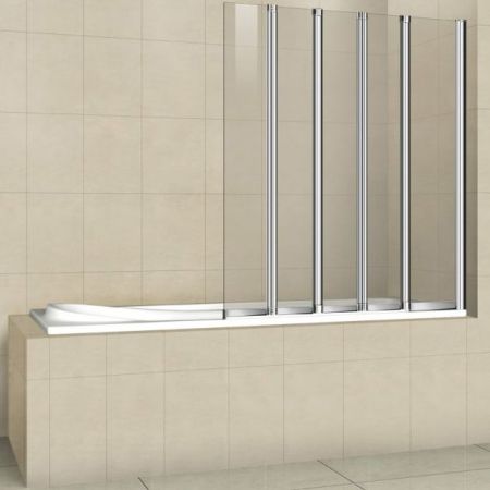 Шторка на ванну Cezares Pratico V-5 120x140 профиль Хром стекло прозрачное