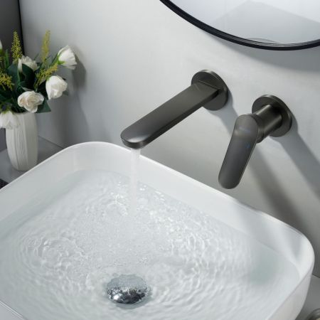 Смеситель для раковины встраиваемый Shevanik S4341T, оружейная сталь