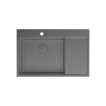 Кухонная мойка Lemark KEZADRA 780L прямоугольная с крылом из нержавеющей стали (чаша СЛЕВА) цвет: графит (9936151), артикул 9936151