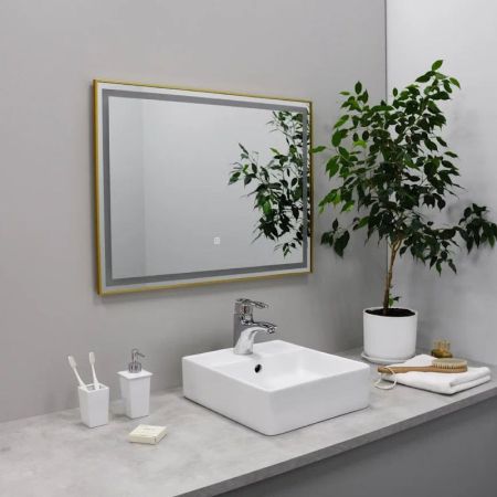 Зеркало с подсветкой LED Fixsen FX-2080G прямоугольное 80х60 см, золотой сатин, артикул FX-2080G