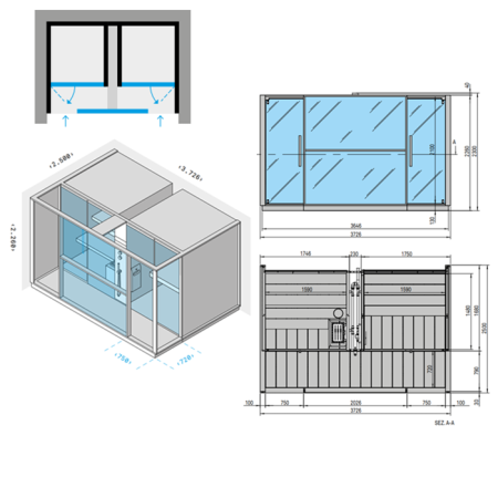 Effegibi Logica Сауна с хаммам и душем, для ниши, 373x250xh226см, отделка: Soft Sand, артикул LO 10 01 0008