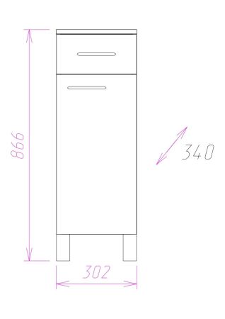 Полупенал Onika Каприз 30 напольный, белый, с бельевой корзиной
