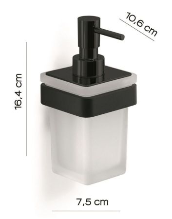 Gedy Samoa, настенный стеклянный дозатор c металлической помпой, цвет черный матовый, артикул A881(14)