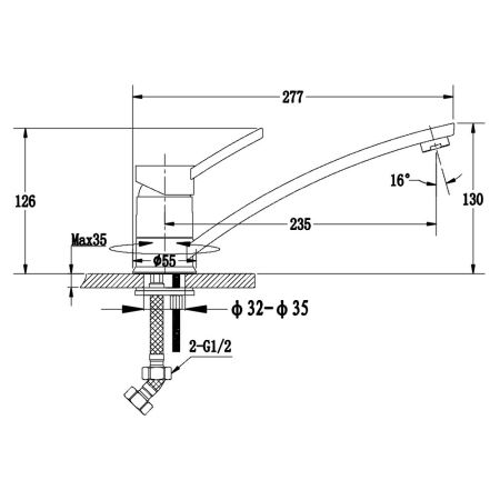 Смеситель для кухни GranFest 1724, кашемир