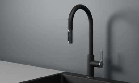 Смеситель для кухни GRANULA с выдвижным изливом и подключением к фильтру (8168, ШВАРЦ), артикул 8168, ШВАРЦ