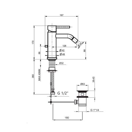 Смеситель для биде Webert Elio EL840102345, никель, артикул EL840102345