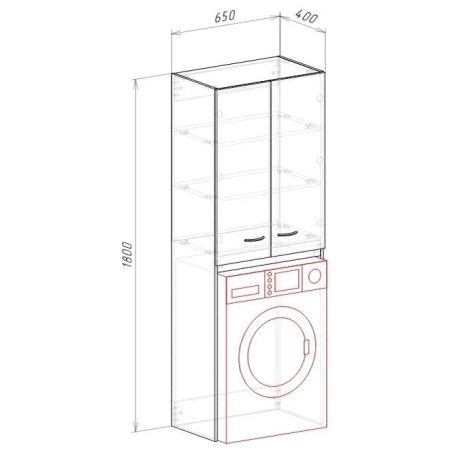 Шкаф пенал Runo 65 4620750028466 на стиральную машинку Белый, артикул 4620750028466