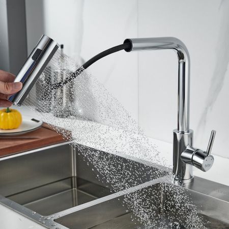 Смеситель для кухни с мультифункциональным изливом Raffine F203, хром