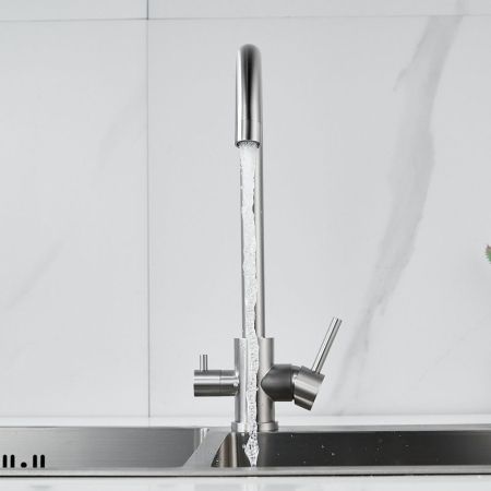 Смеситель для кухни с подключением фильтра воды Raffine F108L, сатин, артикул F108L