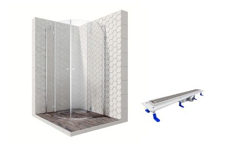 Душевой уголок Ambassador Diamond 12011101-ST3, полукруглый, линейный трап, 90х90, артикул 12011101-ST3